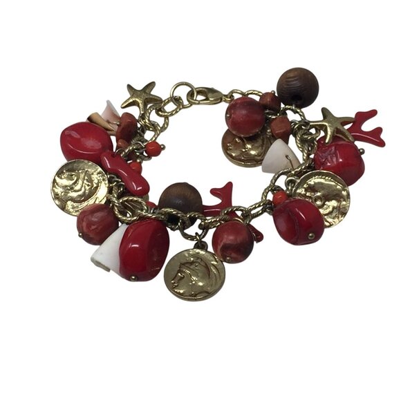 Vintage Women's Beach Themed Chunky Charm Bracelet - Picture 2 of 10
